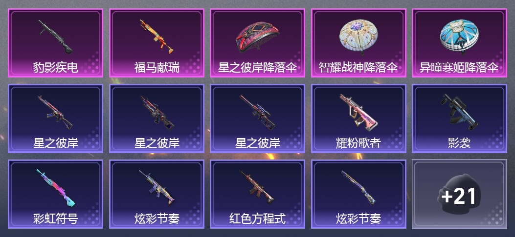 2升级枪 1粉装 27套装 8993热力 1印记