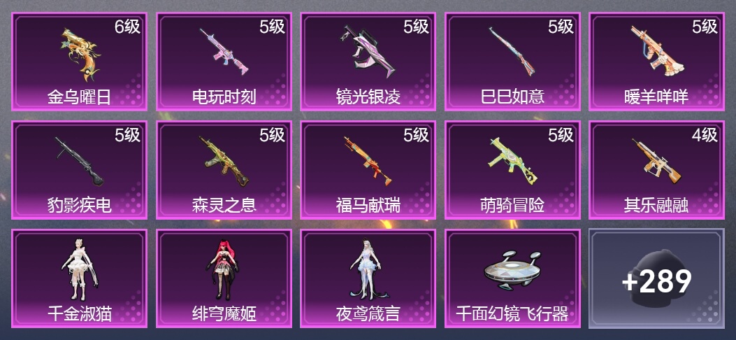 10升级枪 3粉装 7尾迹 195枪皮 114套装 51806热力 9印记 王牌