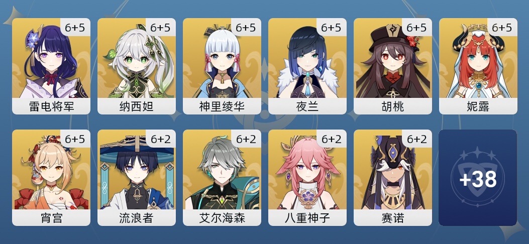 341黄 217角色黄 124武器黄 49五星角色 49五星武器 女主 60级