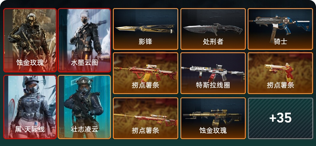 总资产68M 15干员外观 2传说近战 43传说枪械 钻石