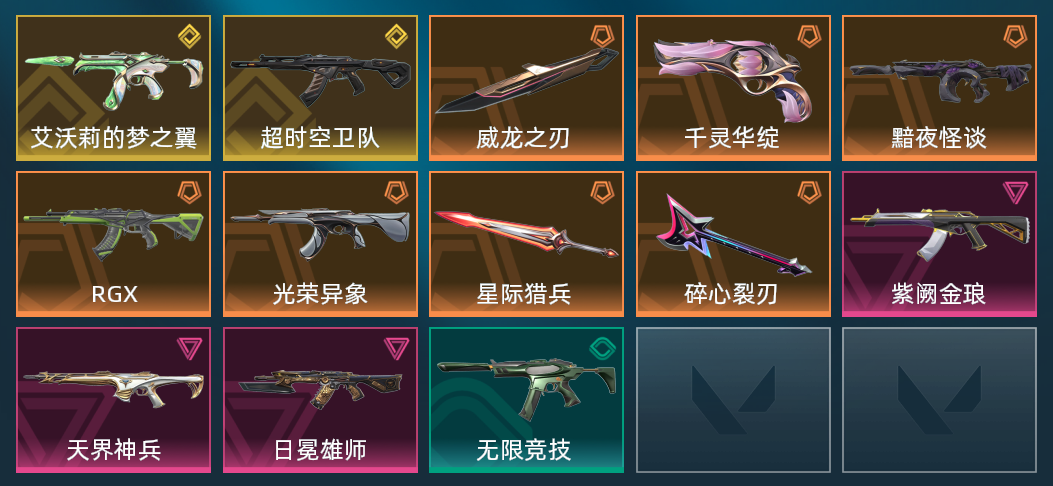 7橙皮 2金皮 3紫皮 37皮肤 1,6990皮肤总价值 535已用源晶 黄金